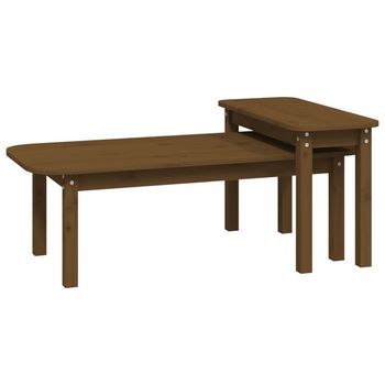 Juego De Pack 2 Uds Mesas De Centro，mesa Auxiliar，mesa De Café Madera Maciza Pino Marrón Miel