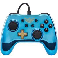 powera nintendo switch wired controller - blue chrome zelda blue
