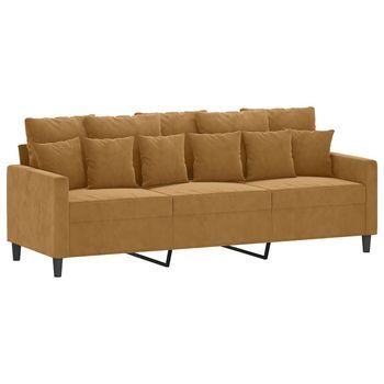 Sofá De 3 Plazas Terciopelo Marrón 180 Cm Vidaxl