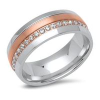 anillo de mujer parcialmente dorado acero inoxidable rosado