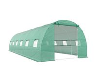 outsunny invernadero de exterior invernadero de tunel 8x3x2 m invernadero de jardin con 12 ventanas y puerta enrollable para cultivo plantas tomates verduras acero y pe 140 gm verde