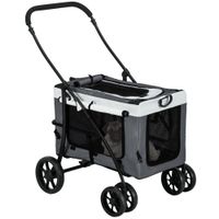 pawhut cochecito para perros pequenos plegable cochecito para mascotas con vagon desmontable 4 puertas con cremallera gris