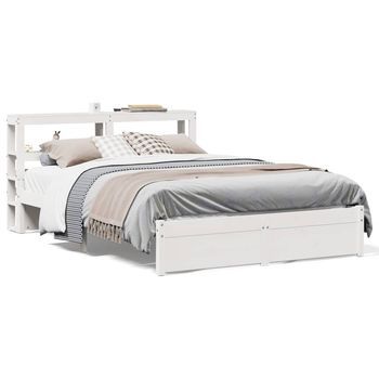 Cama Matrimonial | Cama Para Adultos | Estructura De Cama Con Cabecero Sin Colchón Blanco 140x190 Cm