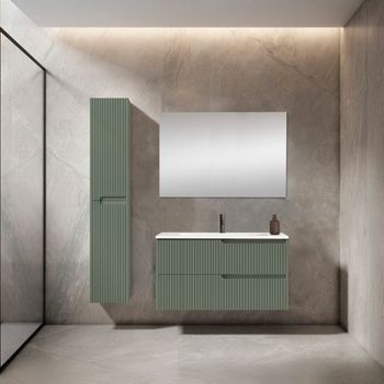 Mueble Ezio 100 Cm 2c, Verde Arcilla. Pack Mueble + Lavabo.