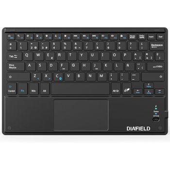 FGNS Teclado Inalámbrico Español Ñ con Panel Táctil， Teclado con TouchPad Bluetooth Inalámbrico de 10 Pulgadas Multi-función, [Español] QWERTY español, para Tablet/Pad/TV/Ordenador,