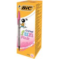 bic cristal fun ballpoint pen 06mm line pink pk20