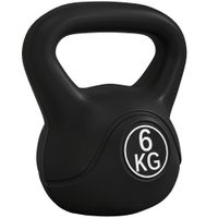 homcom pesa rusa de 6 kg kettlebell relleno de arena con mango ancho antideslizante para entrenamiento 20x13x22 cm negro