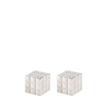 Salero y pimentero cubitera rubik's plateado 3x3x3 cm