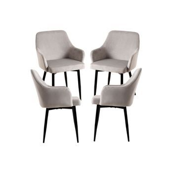 Pack 4 Sillas Puan Terciopelo De Terciopelo 89*50*44 Cm - Gris