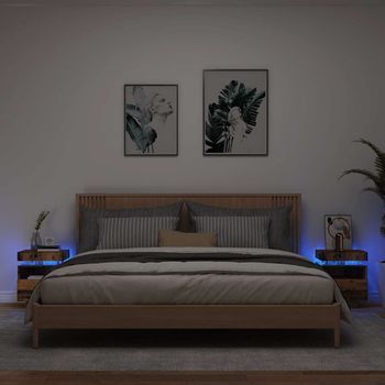 Mesita De Noche - Mueble De Dormitorio - Madera De Ingeniería - Madera Envejecida (40x39x48.5cm)
