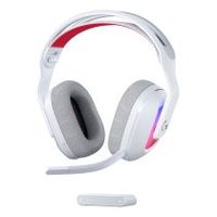 logitech g auriculares inalambricos astro a20 x lightspeed para gaming para ps5 xbox switch y pc con playsync audio de dos sistemas bluetooth rgb lightsync y micrafono con varilla de 48 khz blanco