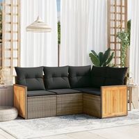 conjunto de sofas de jardin 4 uds  mueble jardin mesa y sillas y cojines ratan sintetico gris cfw203336