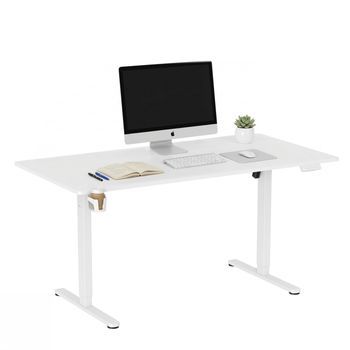 Escritorio Regulable Eléctricamente En Altura 160.00 X 80.00 X 118.00 Mesa De Oficina Blanco