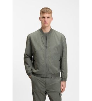BOSS para hombre. 50555846 Chaqueta Bomber repelente gris (58), Casual, Poliéster, Manga larga