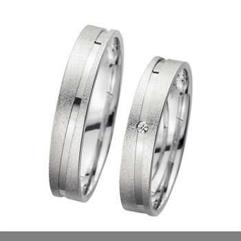 Alianzas oro blanco con diamante ancho 4 mm