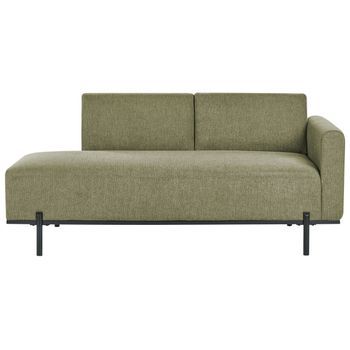 Chaise Longue Derecho De Lino Sintético Estilo Minimalista Patas De Metal Verde Savasse