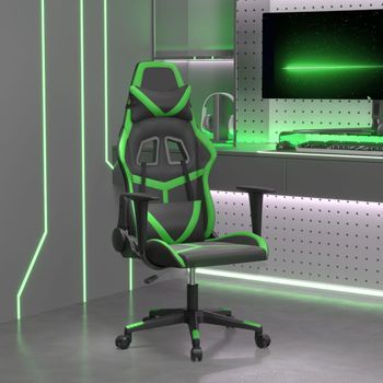 Silla Gaming | Silla De Oficina | Silla Gamer Ergonomica Cuero Sintético Negro Y Verde Cfw790366