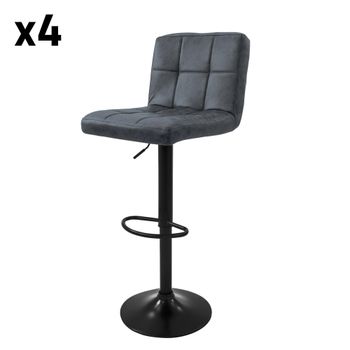 4x Taburetes giratorios de bar piel sintetica antracita altura 63-83cm