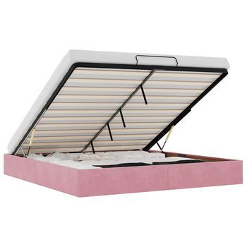 Estructura Cama Otomana Sin Colchón Terciopelo Rosa 200x200 Cm Vidaxl