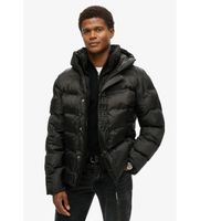 superdry para hombre m5011902a abrigo graphic puffer negro s casual poliester reciclado sostenible