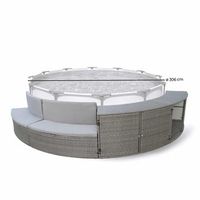 revestimiento para piscina  k2o  half surround 306 306x40x70 cm set semicircular de 4 piezas bancos y almacenamiento