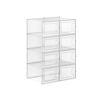 Cajas de Zapatos Plegables y Apilables, Transparente + Blanco / 8 x Caja de zapatos
