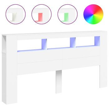 Cabecero Con Led Madera De Ingeniería Blanco 200x18,5x103,5 Cm Vidaxl