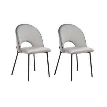 Conjunto De 2 Sillas De Comedor De Terciopelo Gris Negro Covelo