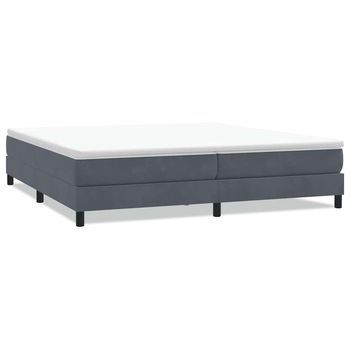 Cama Matrimonial | Cama Para Adultos | Cama Box Spring Sin Colchón Gris Oscuro Terciopelo 200x210 Cm