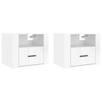 juego de 2 mesitas de noche - mesillas de pared blanco brillante 50x36x40 cm mc6403