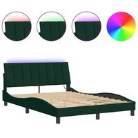 estructura de cama con led sin colchon hanko terciopelo verde oscuro 120x200 cm vidaxl