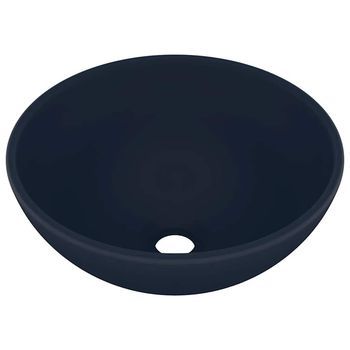 Lavabo De Lujo Redondo Cerámica Azul Oscuro Mate 32,5x14 Cm Vidaxl
