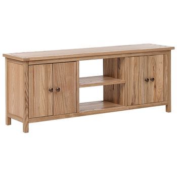 Mueble De Tv Rústico Con Estantes De Almacenaje Organización De Cables Madera Clara Salton