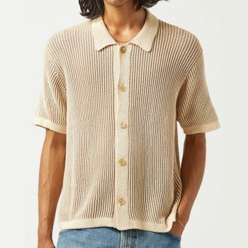 Corridor Plated Striped Cotton-Knit Shirt - M