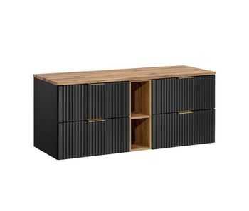 Mueble bajo lavabo 140cm 2 nichos adriel negro y madera