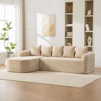 sofa modular de chenilla 3 plazas beige claro y espuma de alta elasticidad