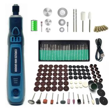 Kit de herramientas rotativas inalámbricas Mini Cordless de 3 velocidades y 3,7 V con 96 accesorios para grabado, lijado