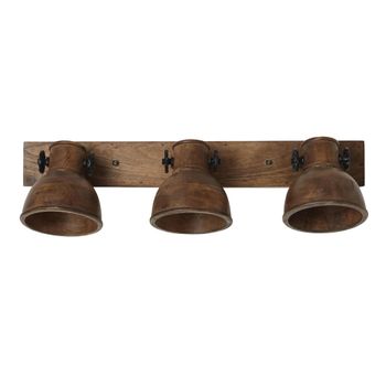 Aplique de pared de madera de mango de 3 focos An. 76 cm
