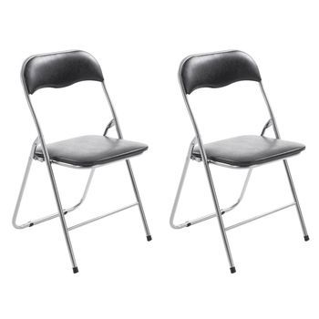 Set De 2 Sillas Plegables Felix Plástico Negro/plateado 45x45x78 Cm Clp