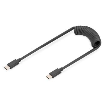 Cable USB en espiral Digitus USB-C a USB-C 1 m USB 2.0 PD 60W