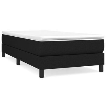 Cama Tapizada 193x90x25 Cm Tejido (100 % Poliéster), Contrachapado Y Madera Tratada - Negro