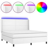 cama tapizada 203x183x128 cm vinilo - blanco