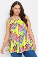 yours top amarillo sin mangas estampado de hojas mujer curvy y tallas grandes yours