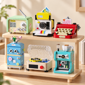 Bloques de Construcción Micro de Electrodomésticos Retro Creativos para Bricolaje, Juguete de Construcción STEM, Modelo de Exhibición de Escritorio, Regalo de Cumpleaños para Niños