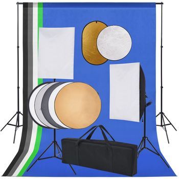 Kit Estudio Fotográfico Softbox, Sombrillas, Fondo Y Reflector Vidaxl