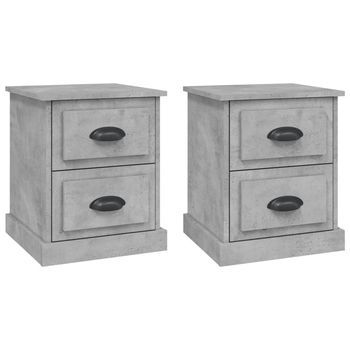 Juego De 2 Mesitas De Noche - Mesillas Madera Contrachapada Gris 39x39x47,5 Cm Mc6176