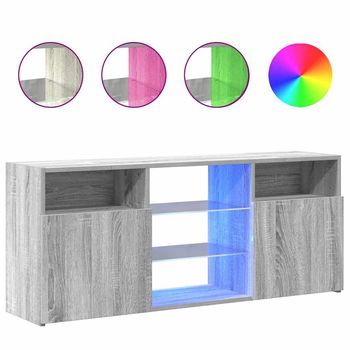 Mueble Tv | Mueble De Salón | Armario Tv Con Luces Led Gris Sonoma 120x30x50 Cm