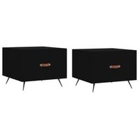 conjunto de 2 mesas de centro con cajon 50 x 50 x 40 cm madera de ingenieria negra y hierro dec040421