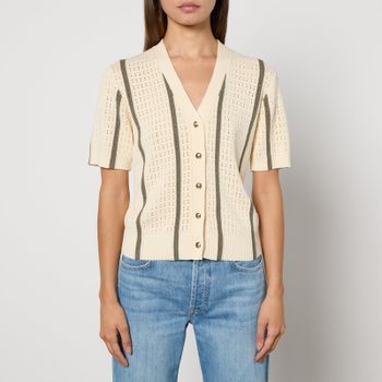 Anine Bing Camryn Cotton-Blend Pointelle-Knit Cardigan - S