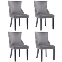 juego de 4 sillas tipo gondola de terciopelo - patas de madera maciza - gris